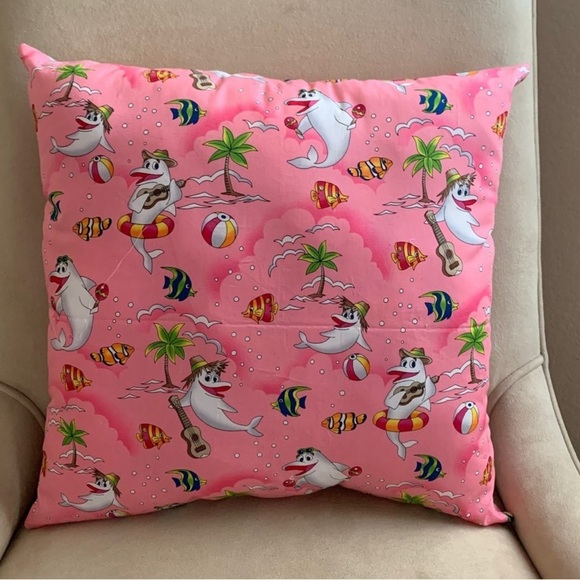 Pink Pillow with Fun Cartoon Print - Picture 1 of 1